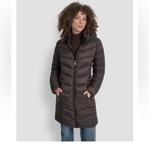 DKNY Women's Zip-Front Long Coat